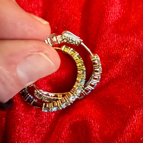 JTV. These are aquamarine style hoop earrings. These have a safety clasp. - Picture 3 of 5